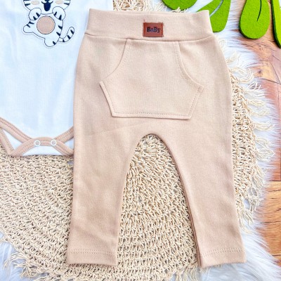  CONJ. DE MALHA 3 PEÇAS - Tigrinho e Safari - Areia e Off White
